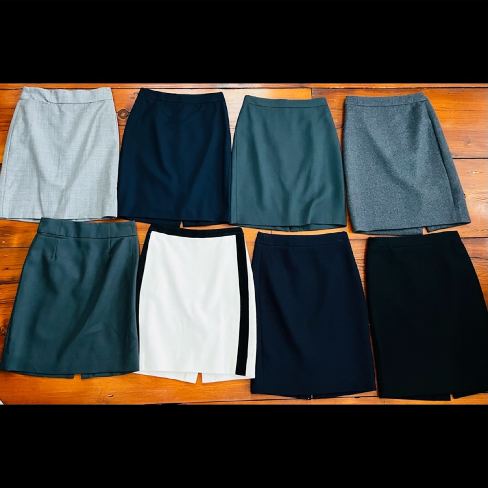 J.Crew Banana Republic lot bundle of 8 pencil skirts sz 00P 00 XS